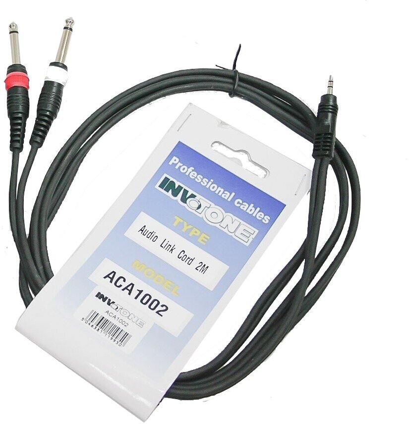 INVOTONE ACA1002 аудио кабель mini JACK-stereo(3.5) - 2хJACK-mono(6.3) 2 м
