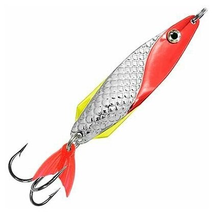 Блесна летняя AQUA для рыбалки финт 7,5g цвет 03 (серебро, красный металлик), 1 штука