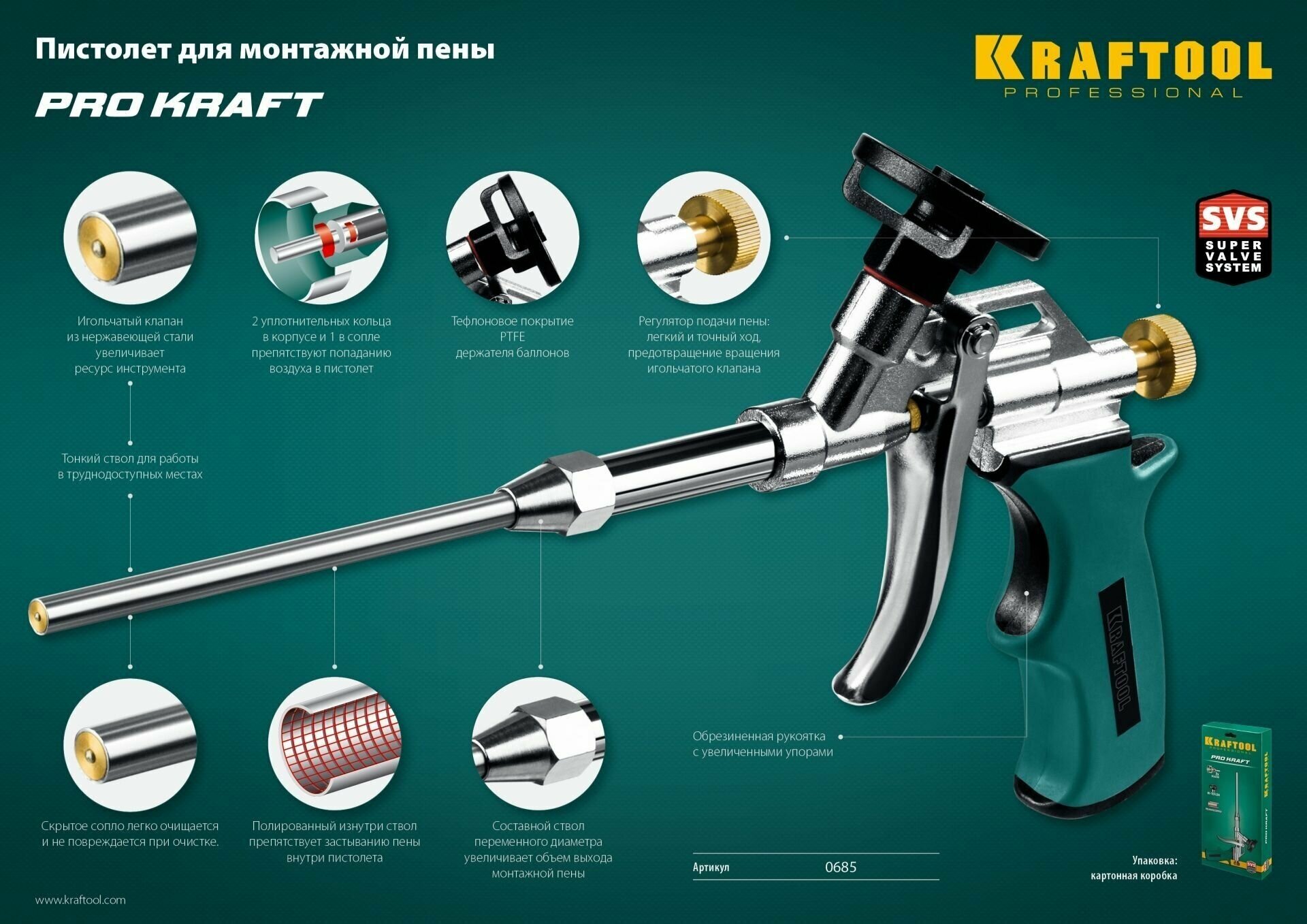 Пистолет Kraftool "expert" "prokraft" для монтажной пены, тефлоновое покрытие [0685_z03] . - фотография № 15