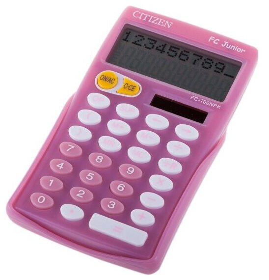 Калькулятор Citizen настольный FC-100NPK, 10 разр, двойное питание, 76*128*17мм, розовый