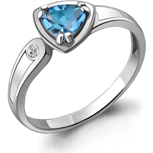 фото Кольцо diamant online, серебро, 925 проба, топаз, фианит, размер 16.5