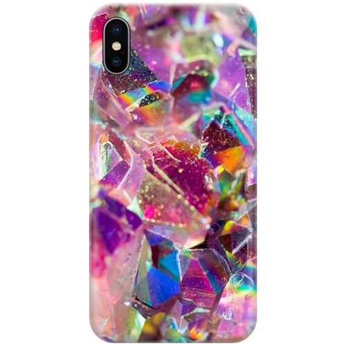 фото Re:pa накладка transparent для apple iphone xs / x с принтом "розовые кристаллы"