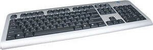 Клавиатура A4Tech kls-7muu, серебр/черн, USB, a-shape, слим, 17 доп. клавиш, порт USB2.0, аудио разъемы