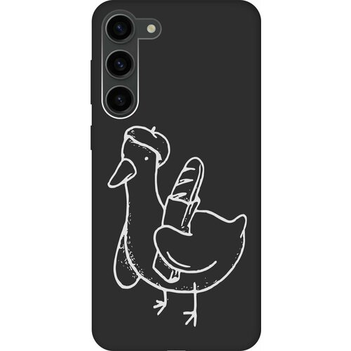 Матовый чехол French Goose W для Samsung Galaxy S23+ / Самсунг С23 Плюс с 3D эффектом черный матовый чехол tennis w для samsung galaxy s23 самсунг с23 плюс с 3d эффектом черный