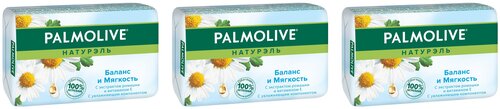 Palmolive Туалетное мыло Натурэль Баланс и Мягкость с экстрактом ромашки и витамином Е, 90 г, 3 шт