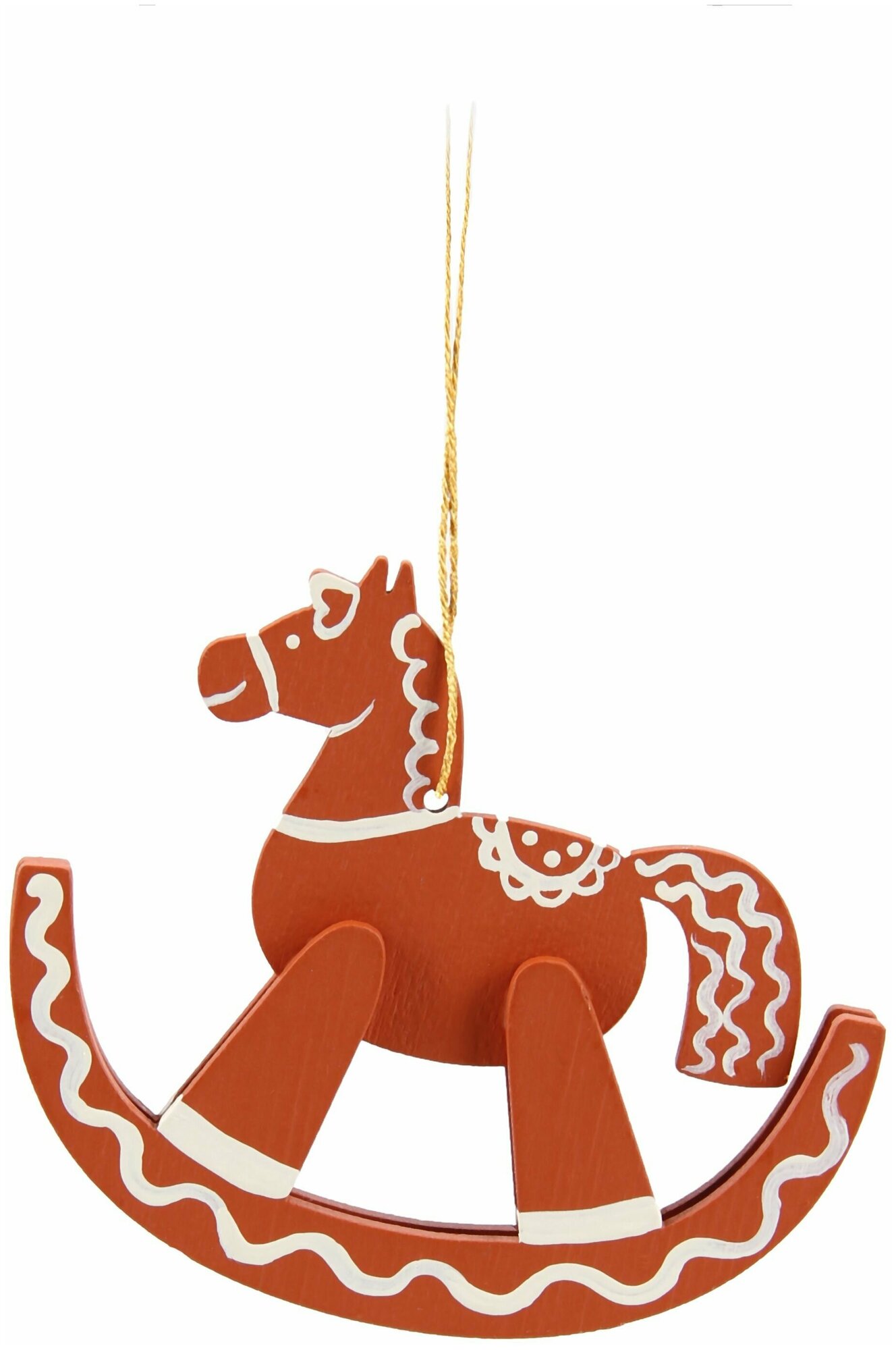 Деревянная елочная игрушка ручной работы "Лошадка на качалке", Ретро новогодние украшения в подарок