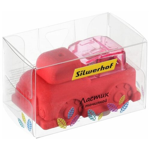 Ластик Silwerhof Машинка 181125 Цветландия фигурный красный с точилкой 280₽