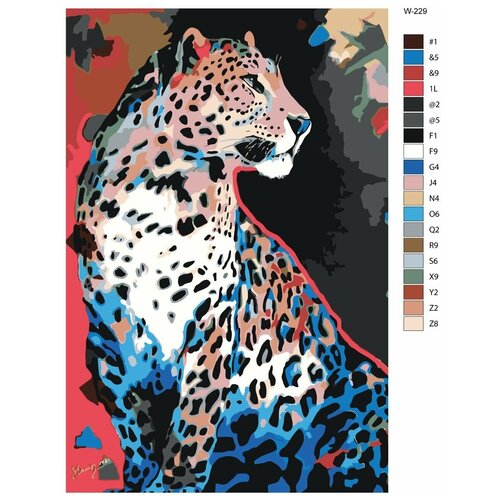 Картина по номерам W-229 Леопард 70x110 картина по номерам w 58 автозаправка 70x110