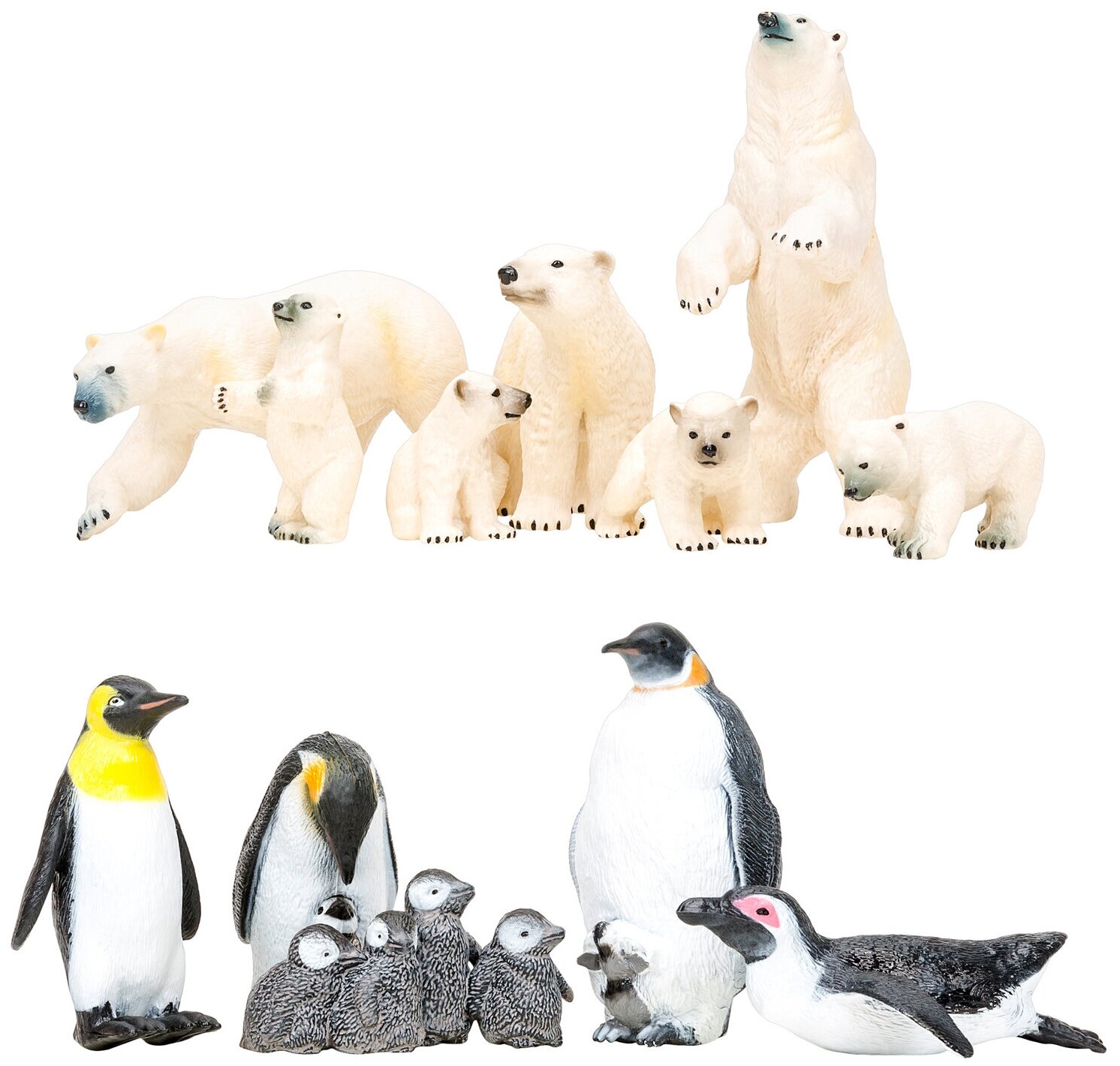 Фигурки игрушки серии "Мир морских животных": Белые медведи, пингвины (набор из 12 фигурок животных)