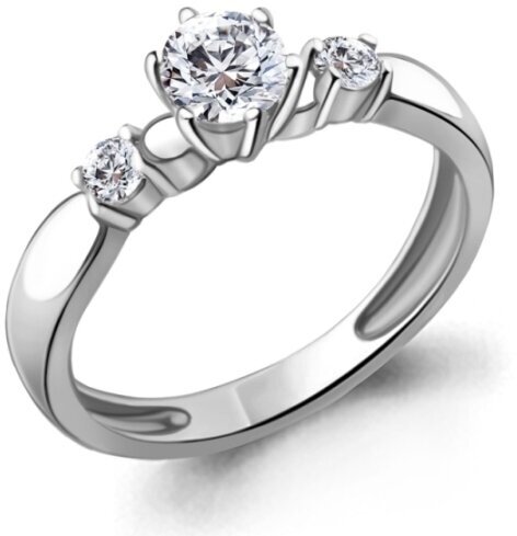 Кольцо AQUAMARINE кольцо из серебра 63227, серебро, 925 проба, родирование, размер 18.5, бесцветный