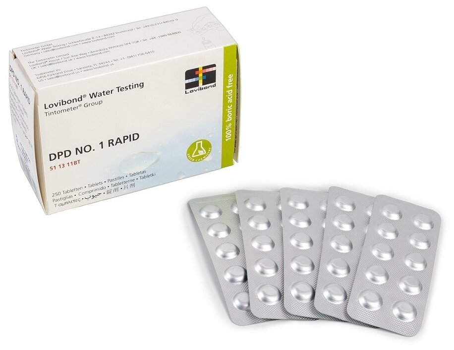 Тестерные таблетки для ручного тестера DPD-1 LOVIBOND (свободный хлор) (комплект 50 таблеток)