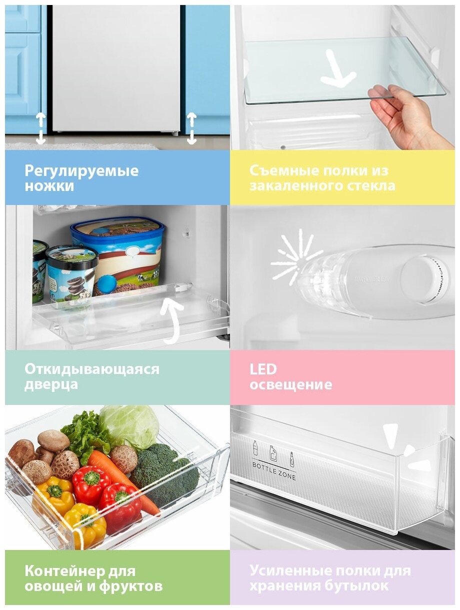 Холодильник Comfee RCB233WH1R, Low Frost, двухкамерный, белый, GMCC компрессор, LED освещение, перевешиваемые двери - фотография № 12