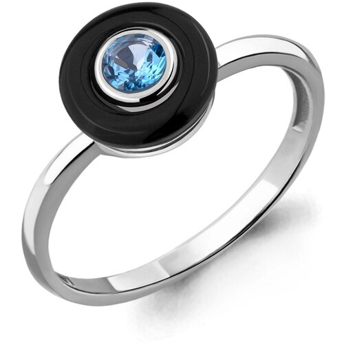 фото Кольцо diamant online, серебро, 925 проба, керамика, топаз, размер 18
