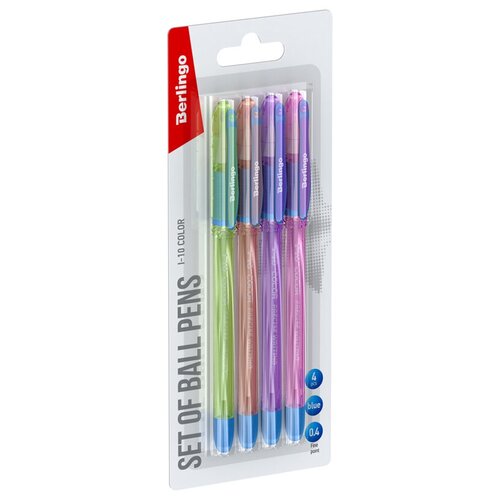 Berlingo Набор синих шариковых ручек I-10 Color, 0.4 мм, 4 шт. набор ручка шариковая с чехлом для ручки cross