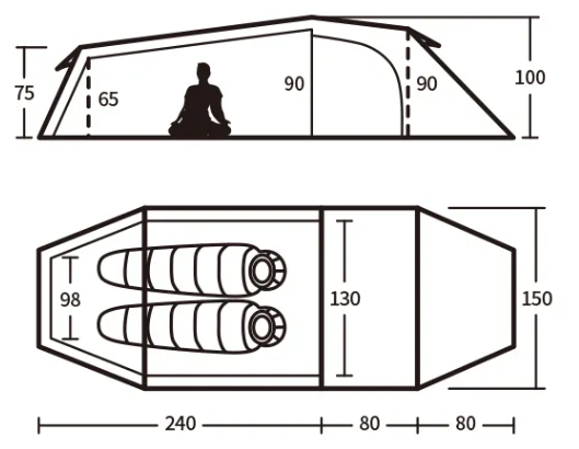 Палатка Naturehike Opalus 2-местная, алюминиевый каркас, оранжевая