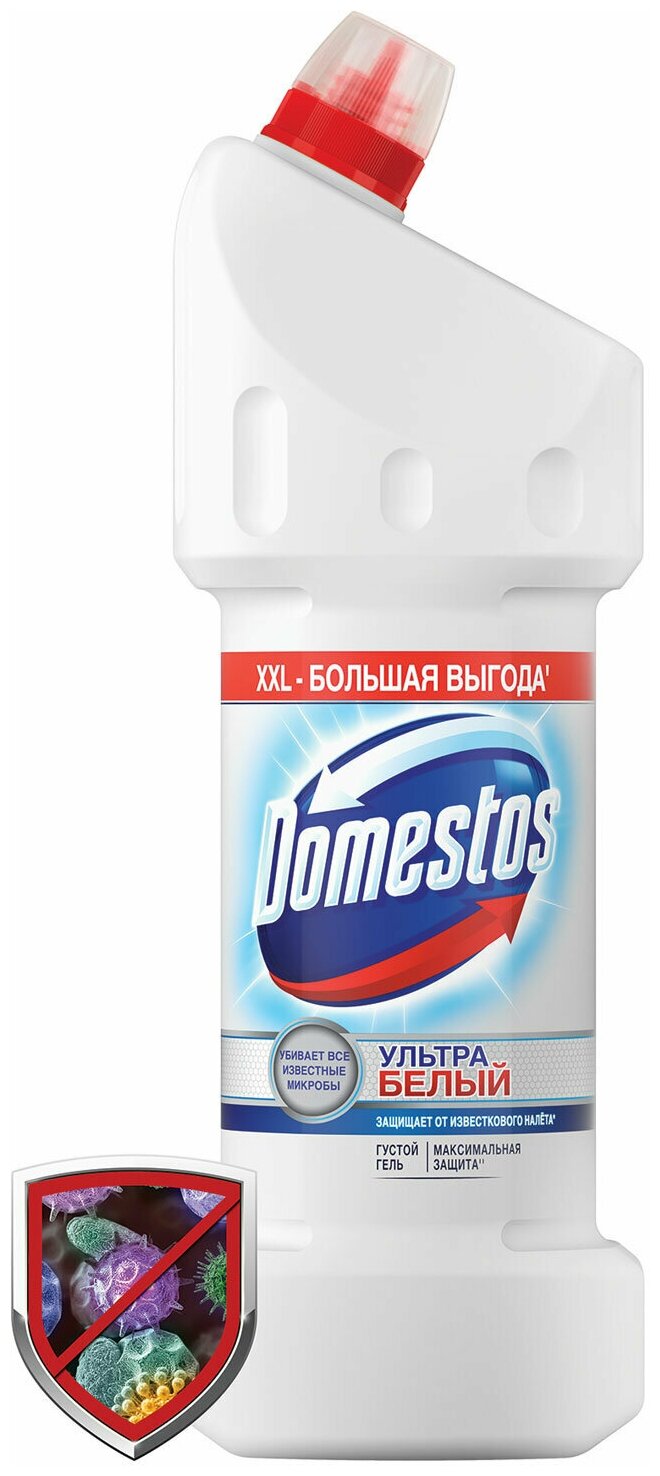 Средство для уборки туалета 1,5 л, DOMESTOS (Доместос) "Эксперт сила 7", "Ультра Белый", 67683236 В комплекте: 1шт.