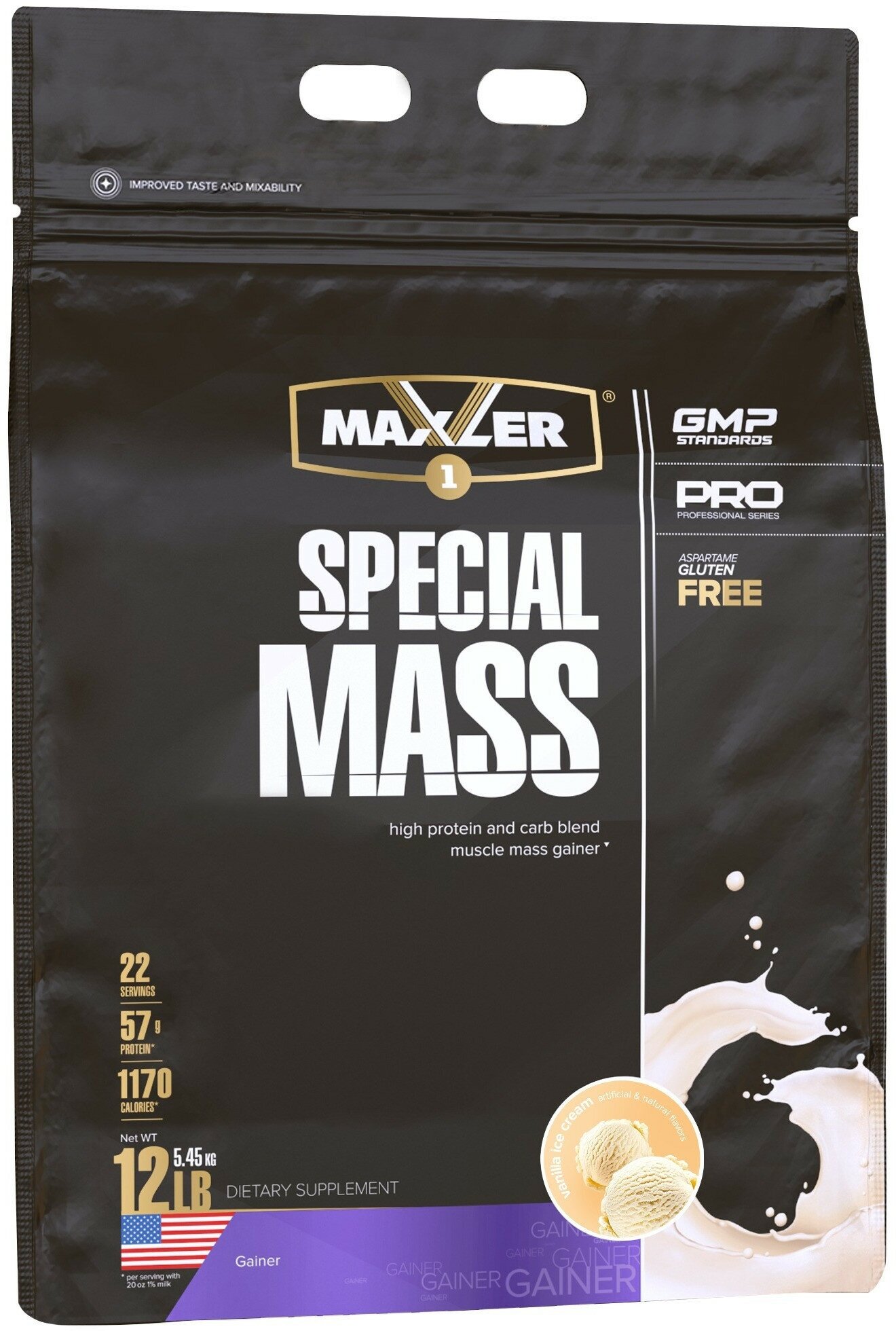 Гейнер MAXLER (USA) Special Mass Gainer 5450 г, Ванильное мороженное