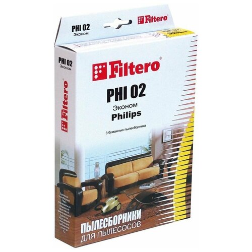 Filtero Мешки-пылесборники PHI 02 Эконом, 3 шт. пылесборники filtero phi 02 standard двухслойные