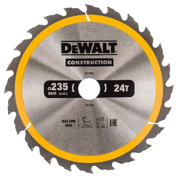 Пильный диск DeWALT Construction DT1954-QZ 235х30 мм