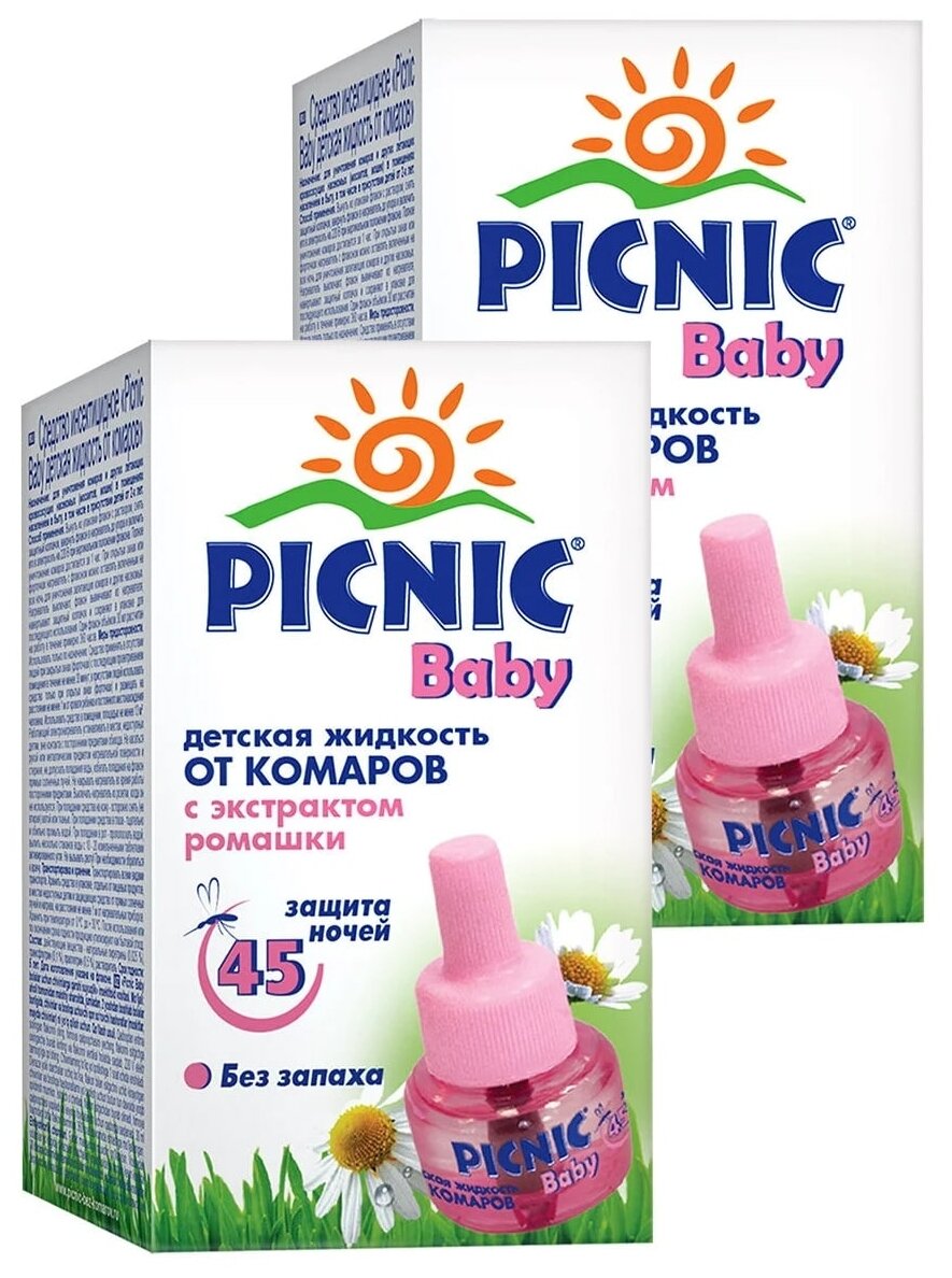 Детская жидкость для фумигатора Picnic от комаров 45 ночей 2 упаковки