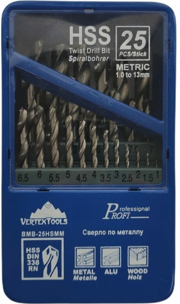 Набор сверл vertextools 0987-25