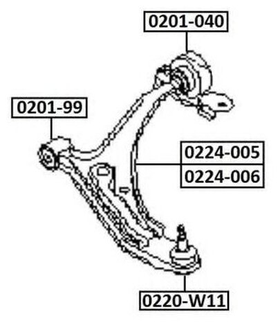 Рычаг подвески Asva 0224-006 для Infiniti G; Nissan Bluebird Primera