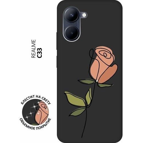 Матовый Soft Touch силиконовый чехол на realme C33, Рилми С33 с 3D принтом Rose черный матовый soft touch силиконовый чехол на realme c33 рилми с33 с 3d принтом pixel duck черный