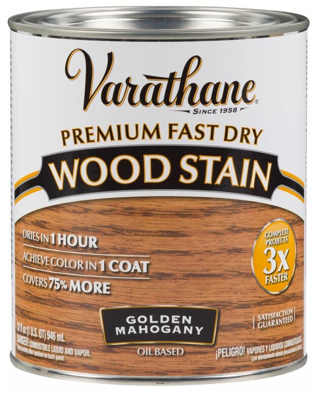 Varathane Premium Fast Dry Wood Stain тонирующее прозрачное масло для дерева (золотой махагон, 0,946 л)