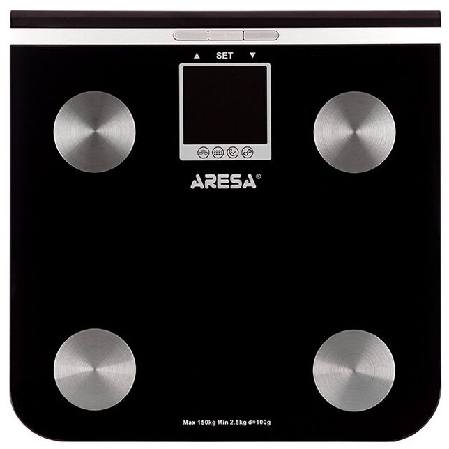 Весы напольные электронные Aresa AR-4403 до 150 кг, уровень жира, воды, мышечной и костной массы, стекло