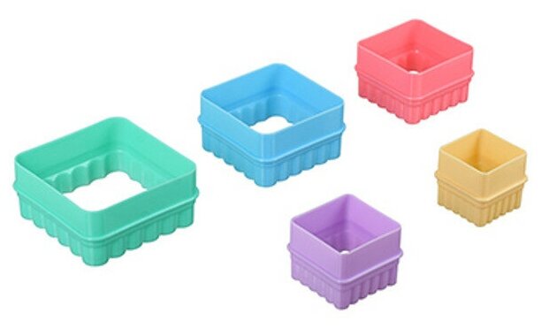 Набор форм marmiton квадрат 5шт. 4-8см для печенья пластик