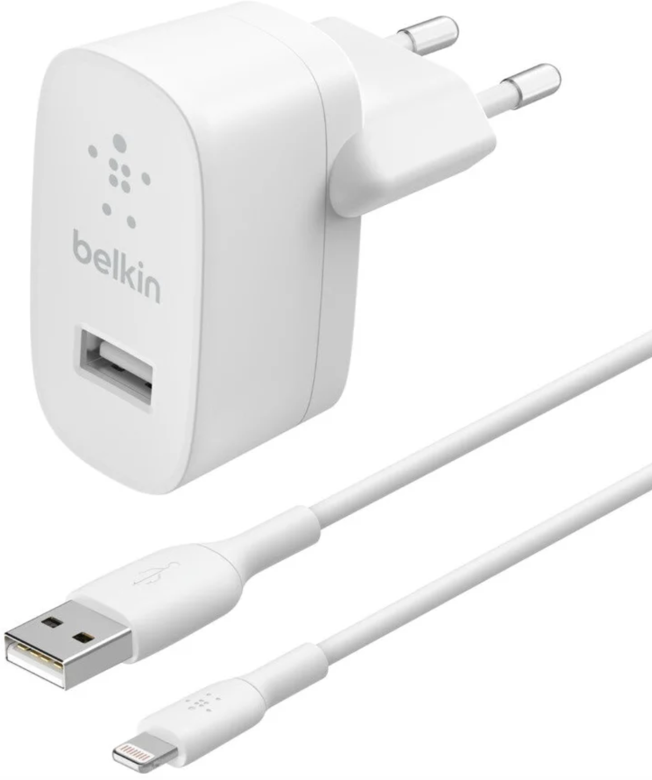 Зарядное устройство Belkin Сетевое зарядное устройство Belkin 12Вт, USB-A + кабель USB-A - Lightning (1м), белый