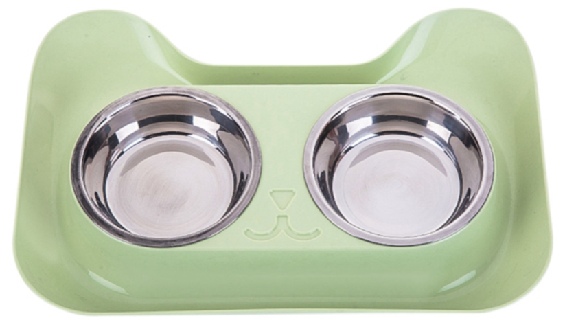 Двойная миска для собак, для кошек Смайл Nicovaer (Зеленый, 31*21,5*5 см)