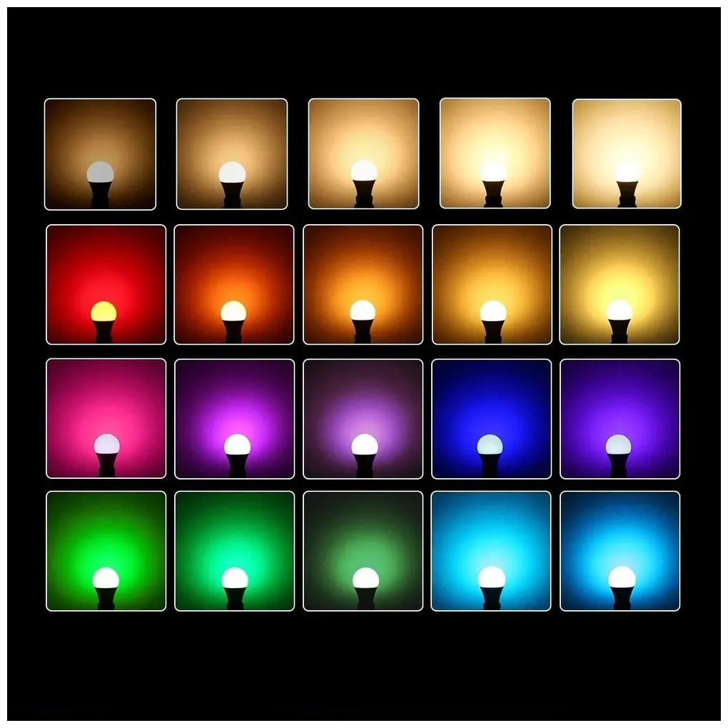 Лампочка светодиодная E27 RGB разноцветная с пультом диммируемая LTXA-60 (60mm)