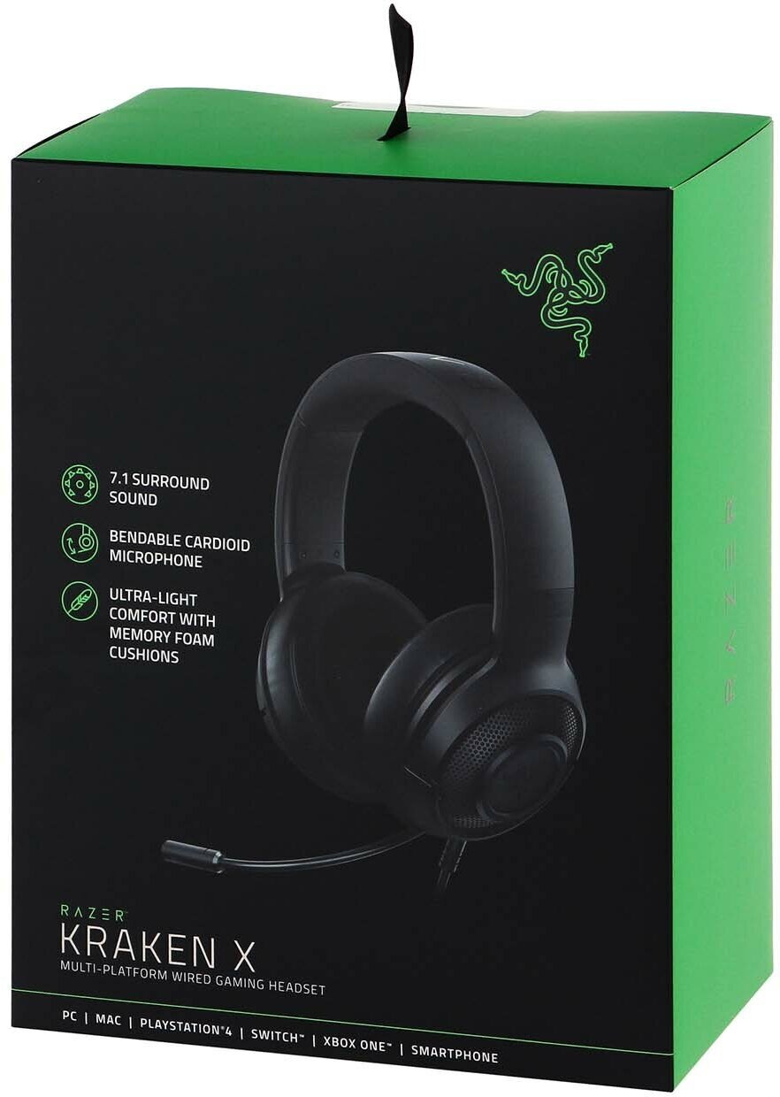 Гарнитура игровая RAZER Kraken X, для компьютера, мониторы, черный [rz04-02890100-r3m1] - фото №9