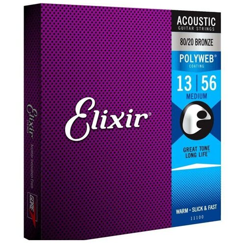 Elixir 11100 Polyweb Anti-rust Medium Струны для акустической гитары elixir 11000 polyweb anti rust extra light струны для акустической гитары