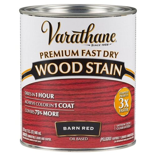 Быстросохнущее тонирующее прозрачное масло / Морилка для дерева Varathane Fast Dry Wood Stain Рубиновый Barn Red 0,946 л