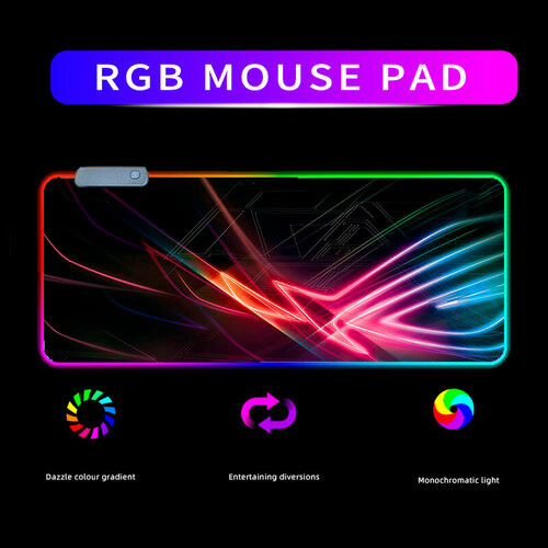 Игровой коврик для мыши и клавиатуры с RGB подцветкой 80х30 см Asus ROG черный