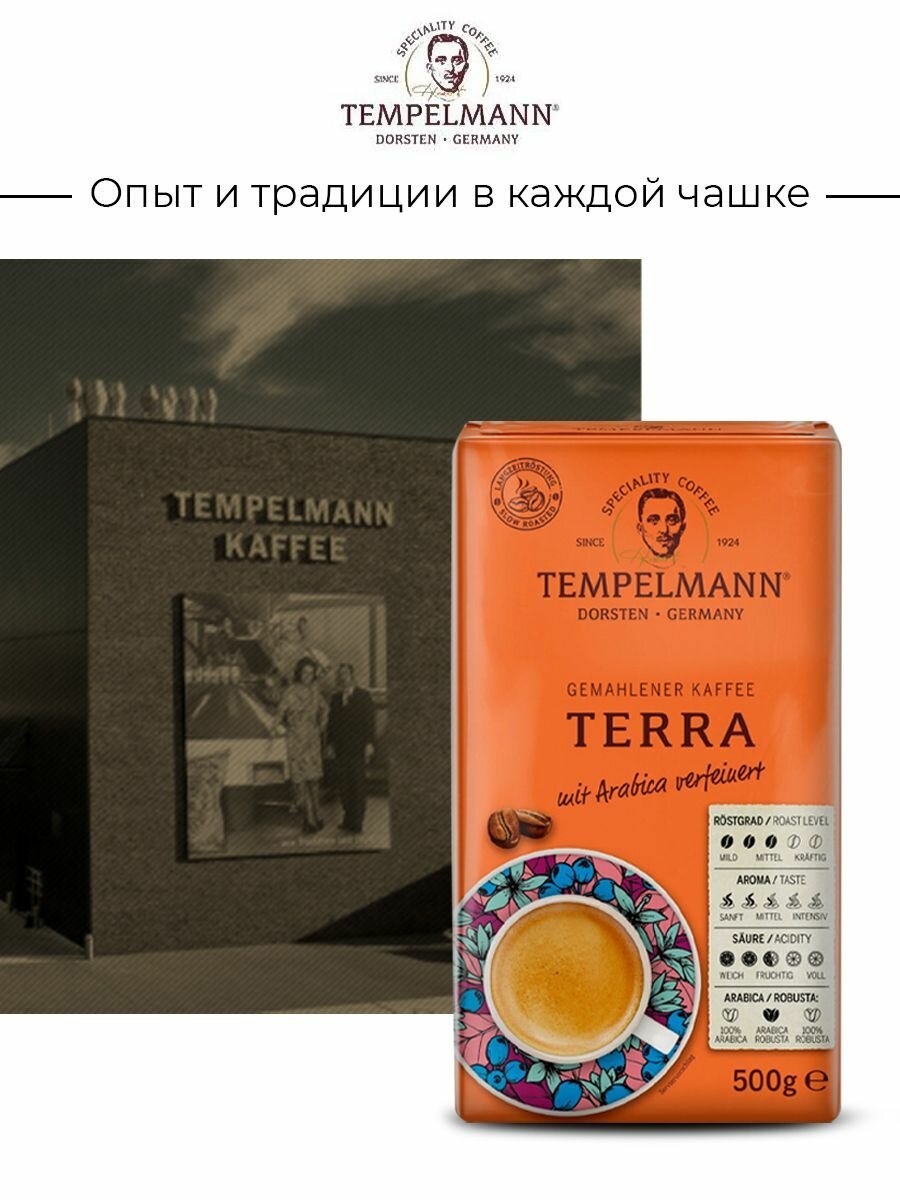 Tempelmann Набор кофе молотый Арабика и Робуста 1 кг (2 шт по 500гр)