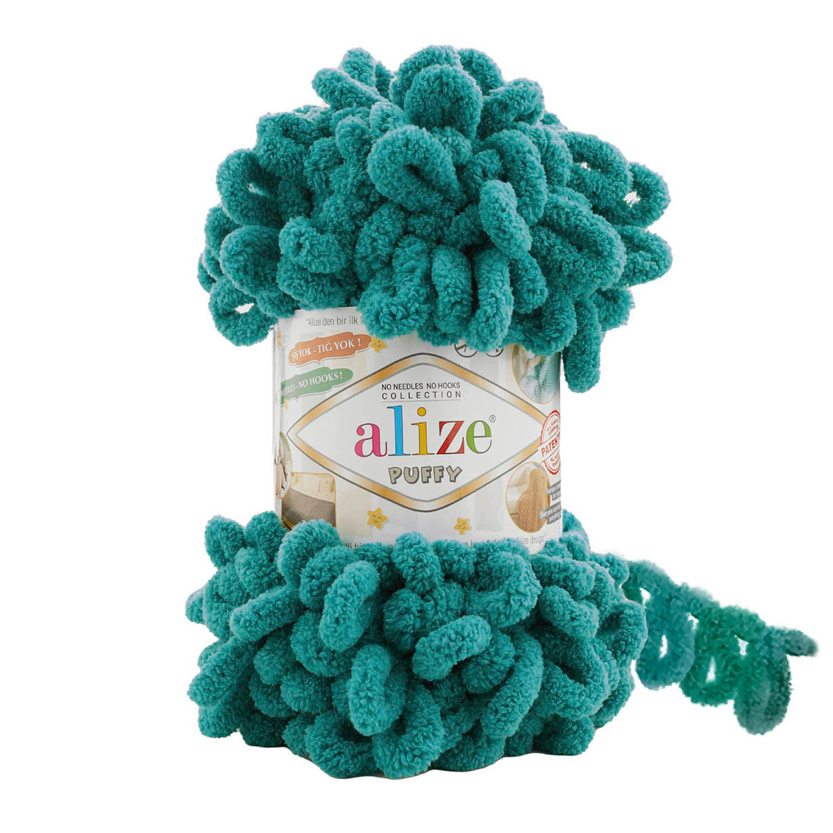 Пряжа для вязания ALIZE 'Puffy', 100г, 9м (100% микрополиэстер) (847 изумруд), 5 мотков