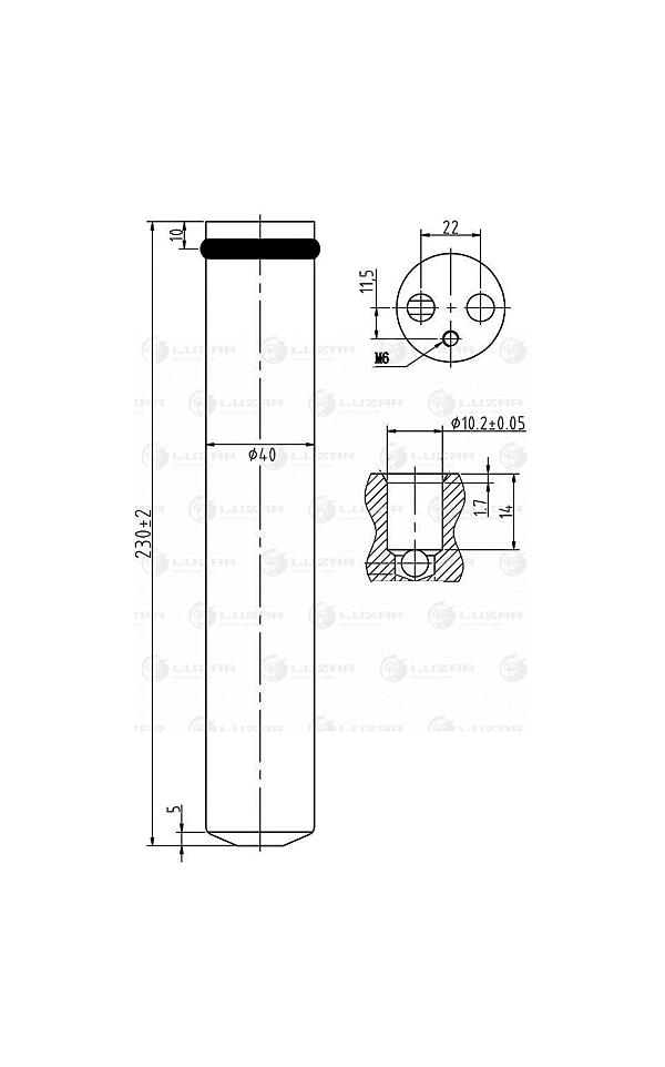 LUZAR LCR1162 (LCR1162) ресивер-осушитель конденсера для а / м Mitsubishi (Мицубиси) Lancer (Лансер) x (07-)