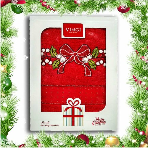 Набор новогодних банных полотенец 2 шт Vingi Ricami 4040₽