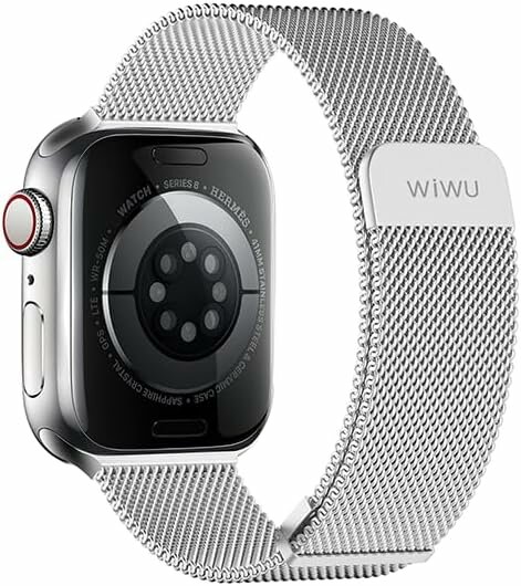 Стальной ремешок для Apple Watch 38/40/41 мм (1-9/SE), WiWU Braid Magnetic, Серебристый