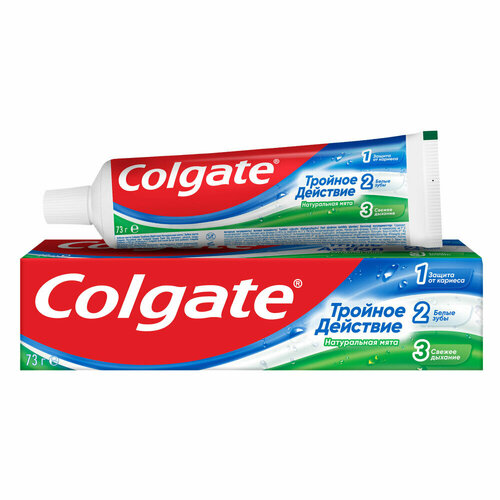 Зубная паста 50 мл COLGATE Натуральная мята, тройное действие, с фторидом, 7891024128954 упаковка 6 шт.