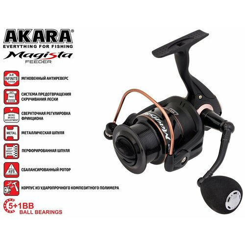 Катушка Akara Magista Feeder 4000 5+1bb катушка безынерционная akara experience big feeder 5000 5 1bb