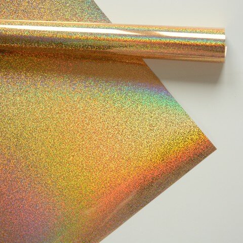 Термотрансферная плёнка Золото (мелкая голография), размер 25х25см, цена за 2 листа