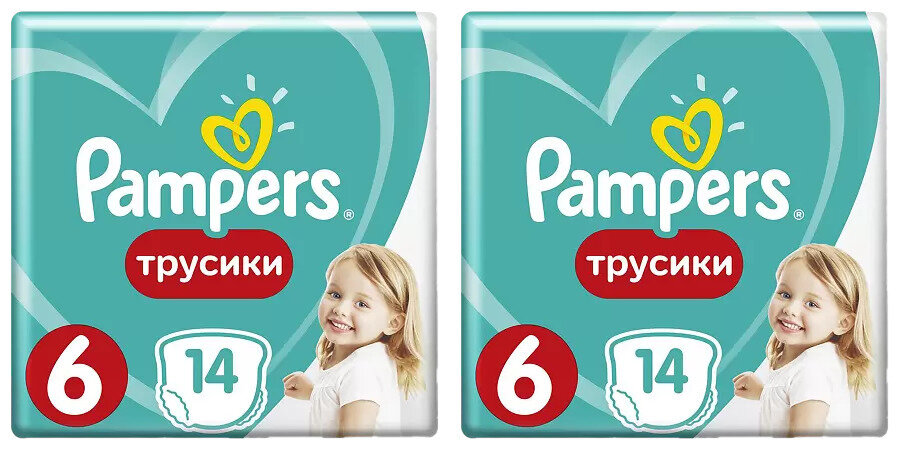 Pampers Подгузники-Трусики Для Мальчиков И Девочек Extra Large (16+кг) 2 упаковки 14 шт