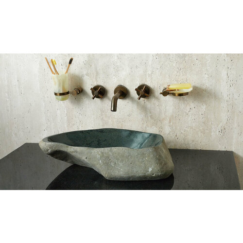 Серая раковина для ванной Sheerdecor Piedra 00504511361 из речного камня гранита