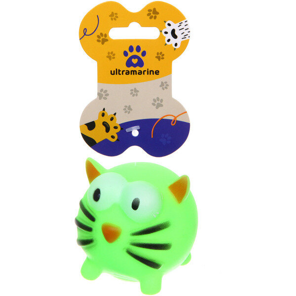 Игрушка резиновая с пищалкой «Котик», цвет зеленый, 7,5см (лейбл)