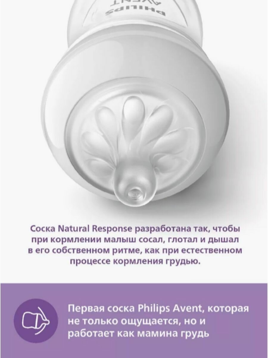 Соска силиконовая средний поток с 1 мес. Natural Philips Avent 2шт (SCY963/02) Philips Consumer Lifestyle B.V. - фото №19