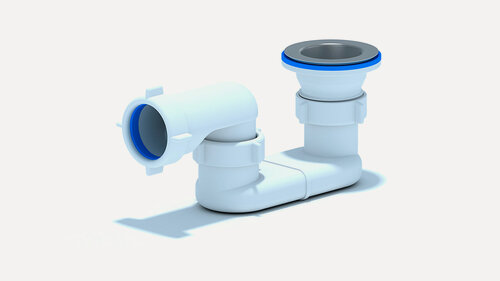 Изображение товара Сифон для душевых поддонов АНИ E010, трубный, пластик, белый, 1-1/2" х 40 мм